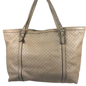 Gucci Taupe Monogram Tote Bag Leather